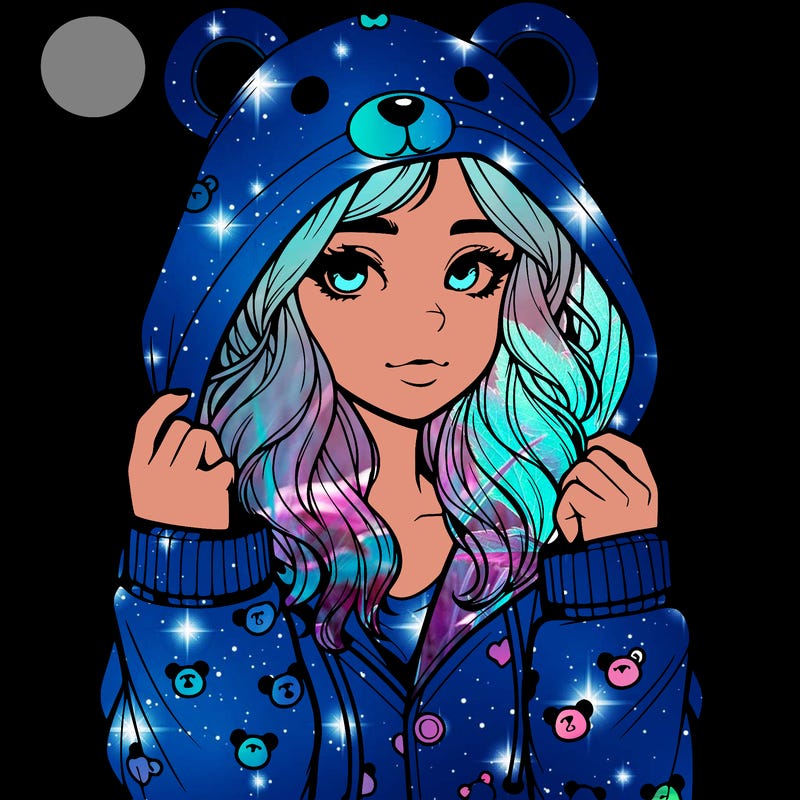 realistic girl in a animal pjs hoodie
