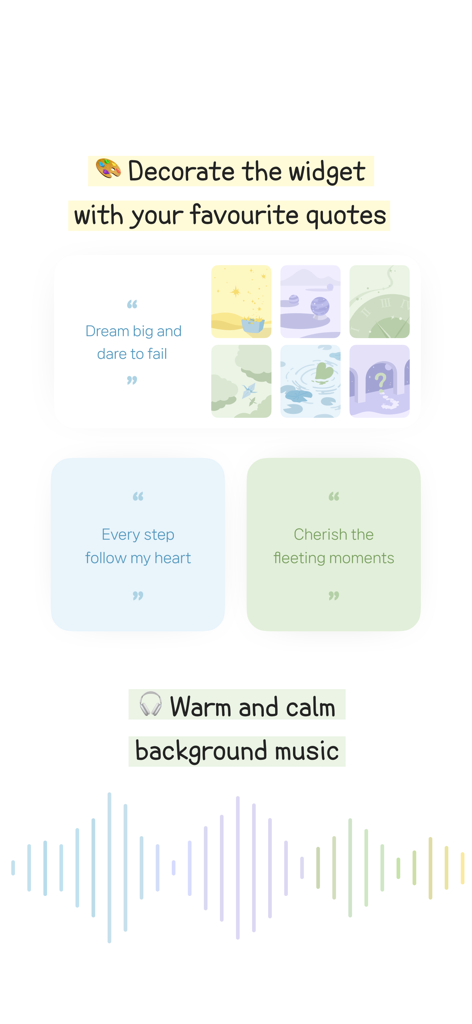 Cherish - diary with 7 formats - Customizable home screen quote widgets and calm background music in Cherish diary app