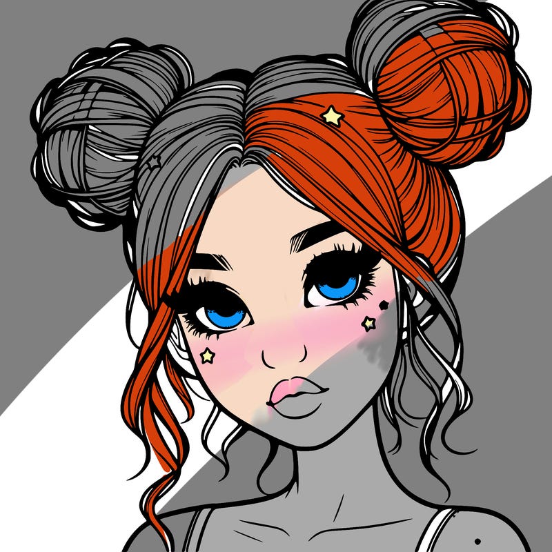 realistic girl with space buns