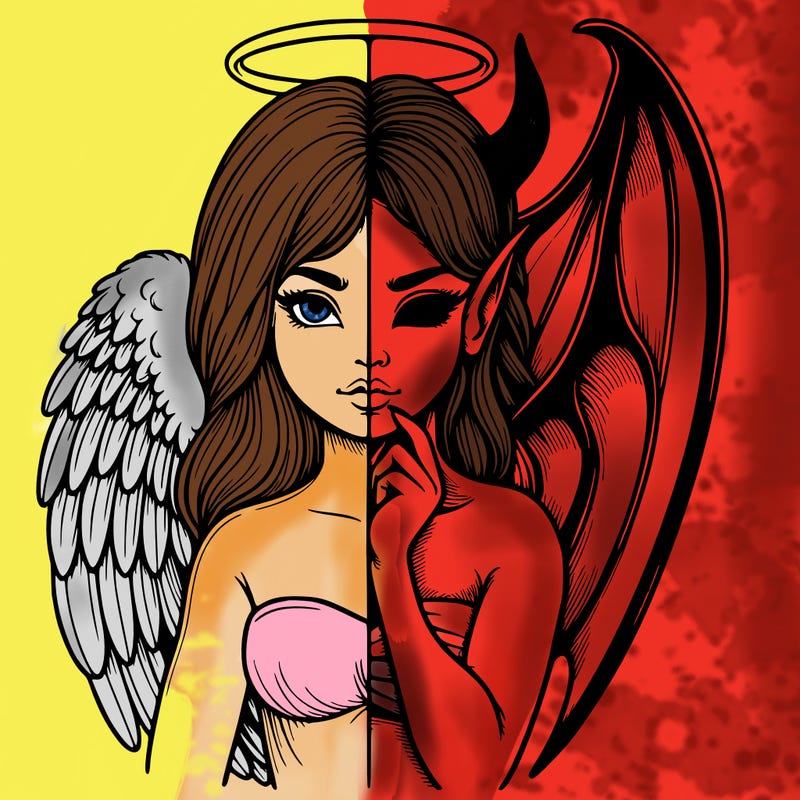 realistic angel half demon