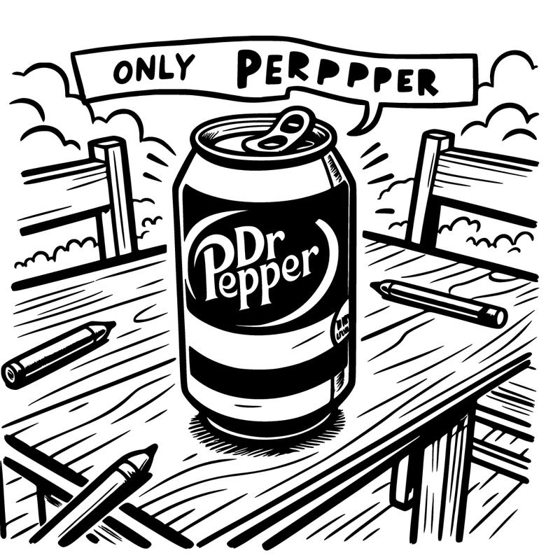 dr pepper on a table only dr pepper