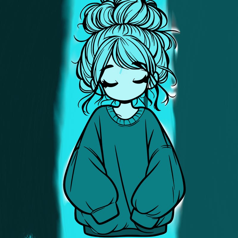 girl with baggy sweatshirt and messy bun