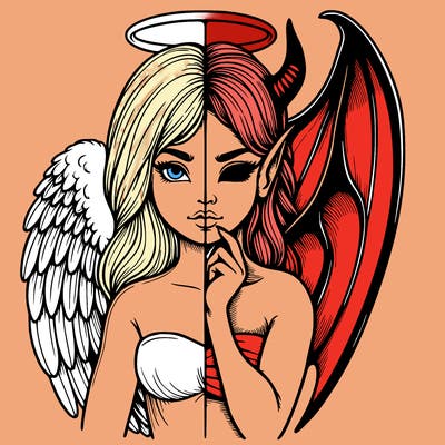 realistic angel half demon