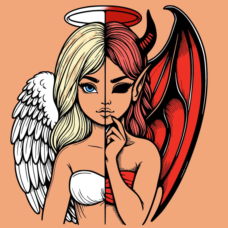 realistic angel half demon