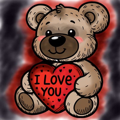 teddy bear holding an i love you heart