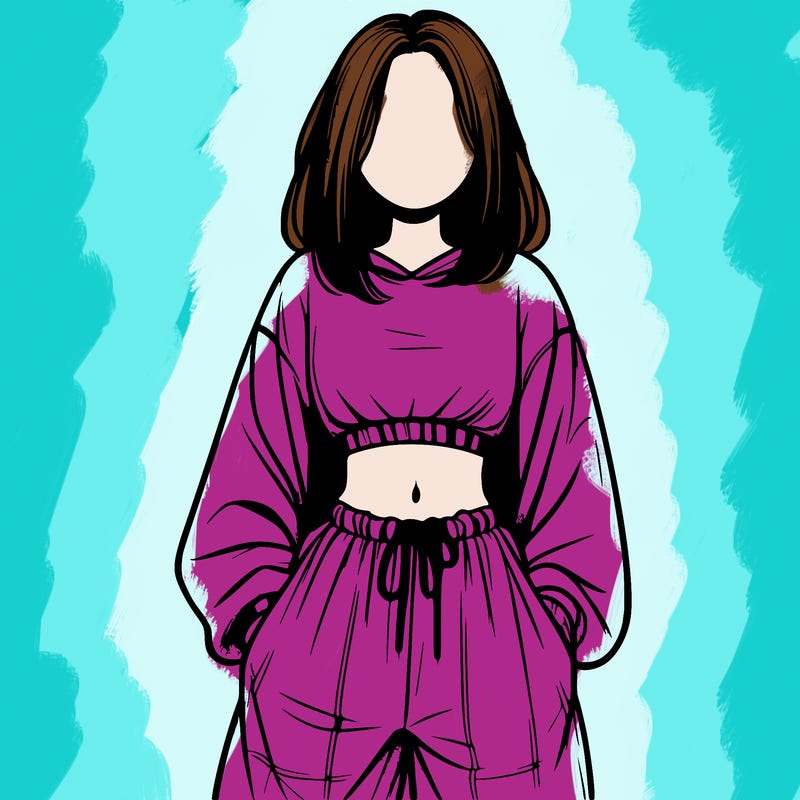 realistic girl faceless with baggy pants and a crop top