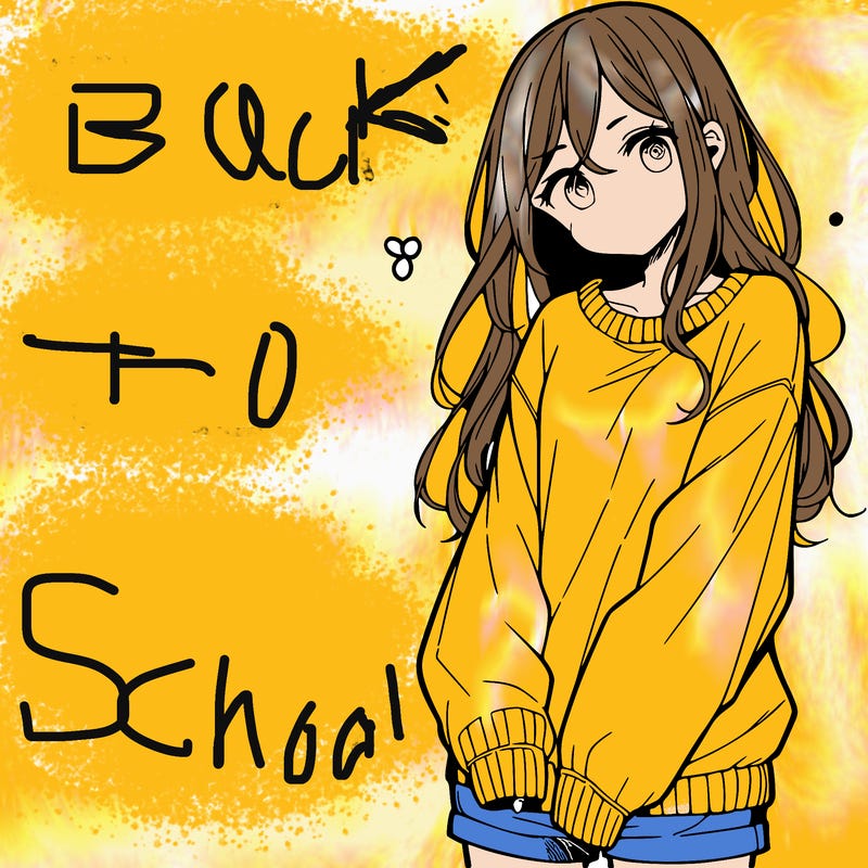 manga teen girl  in a sweater and baggy pants