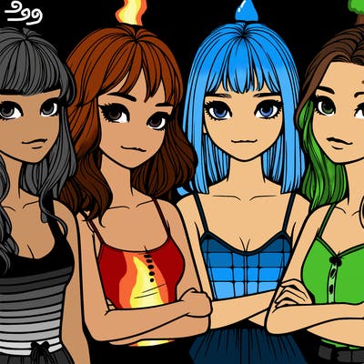 four realistic girls