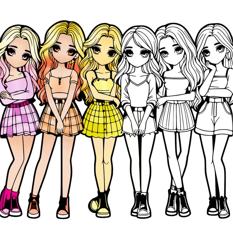 a group of girls realistic