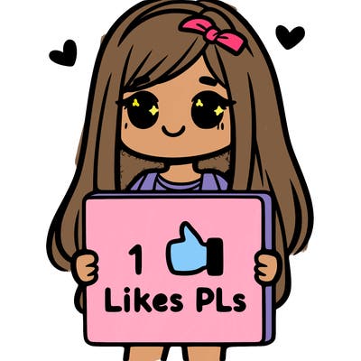girl holding a sign saying 10 likes pls