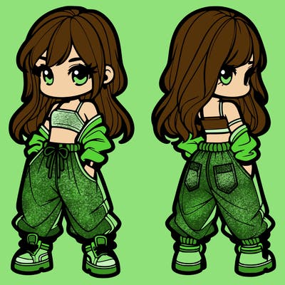 girl in crop top and baggy pants