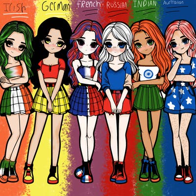 a group of girls realistic