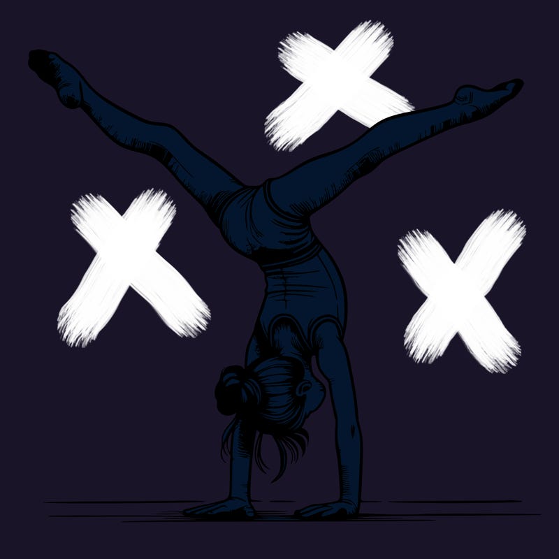 realistic gymnastic hand stand girl in four splits