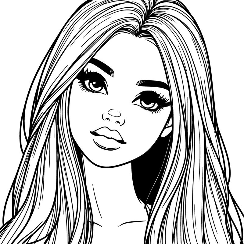 realistic teen girl with long hair and lips
