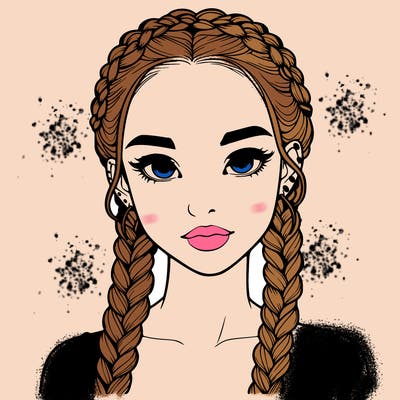 realistic girl with braids