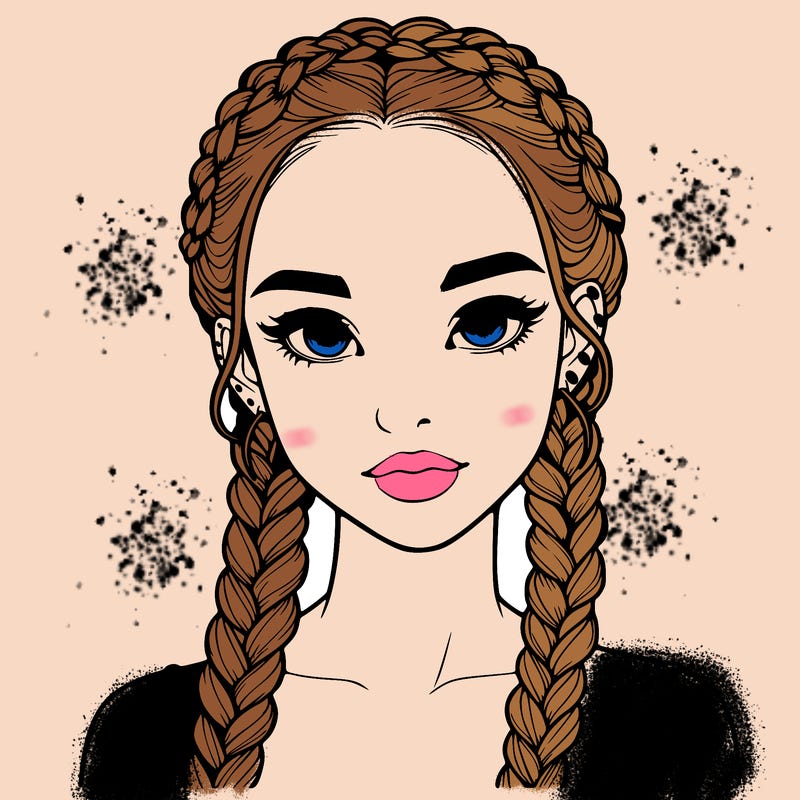 realistic girl with braids