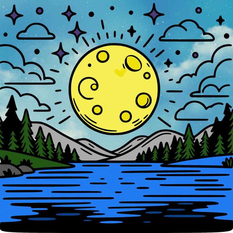 moonlight shining on a lake