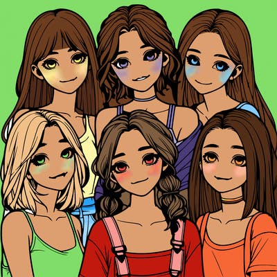 a group of girls realistic