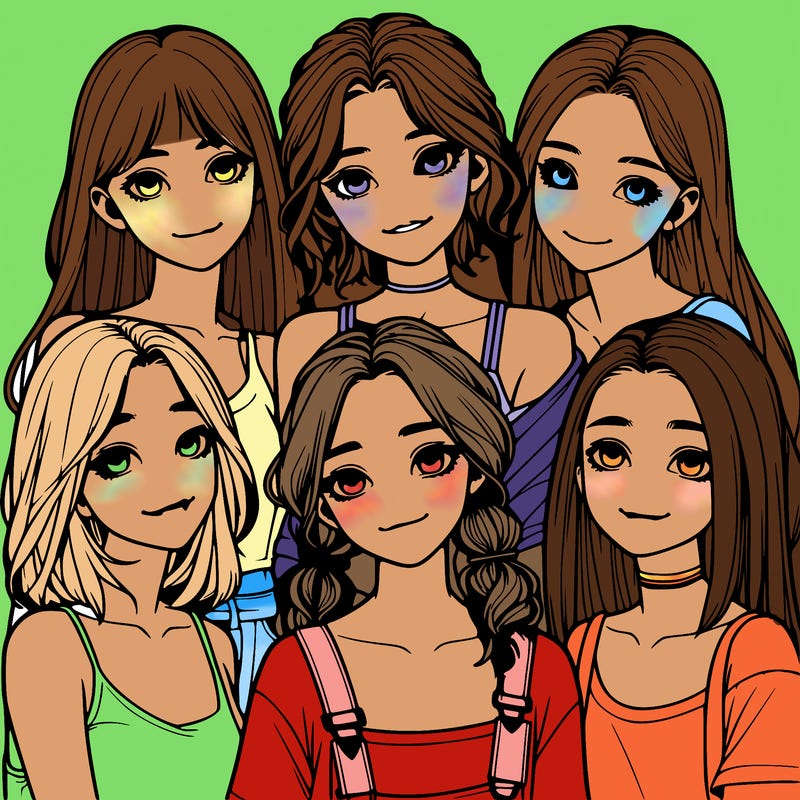a group of girls realistic
