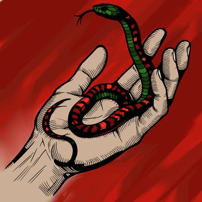 snake on a hand realistic
