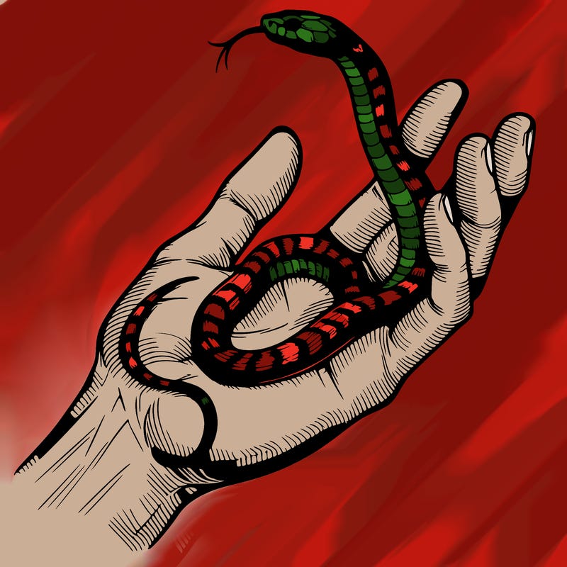 snake on a hand realistic