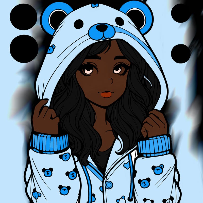 realistic girl in a animal pjs hoodie