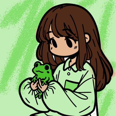 girl with long hair and a oversized shirt. and she is holding a frog