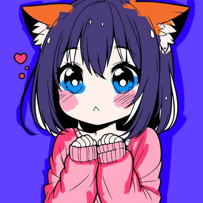 shy anime catgirl