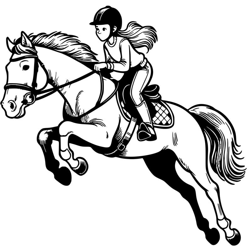 horse jumping with a female teenage rider