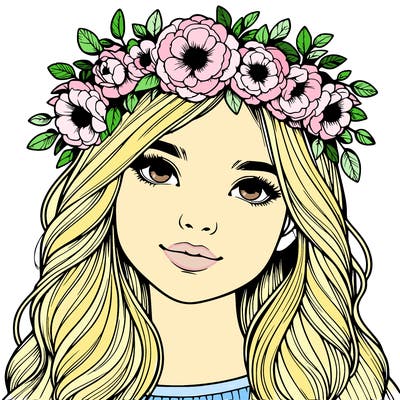 realistic girl with flower crown