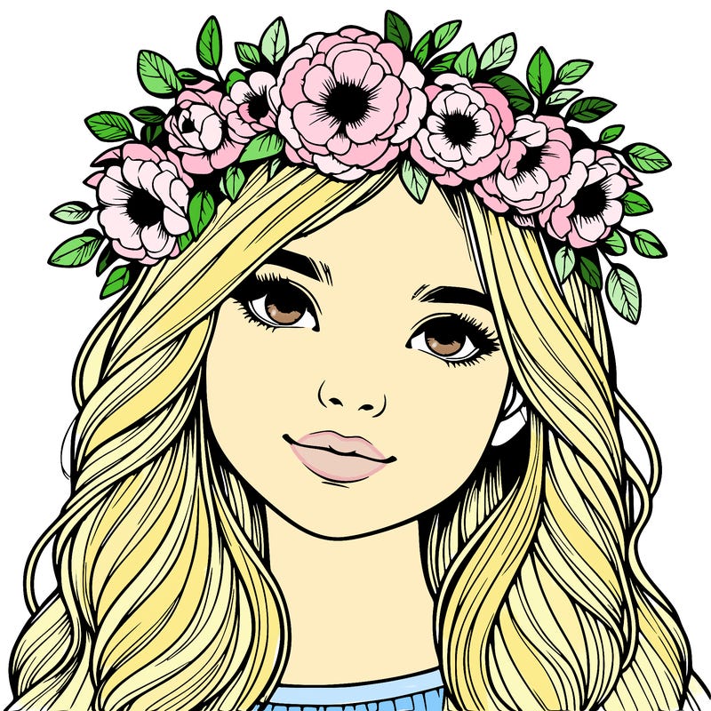 realistic girl with flower crown