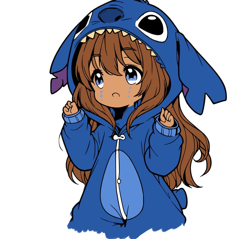 anime girl in a stitch onsie