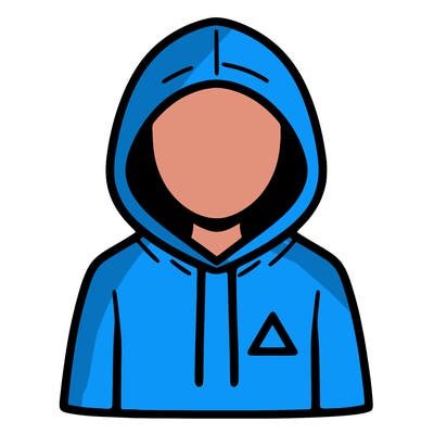 a person with non face waering a hoodie with a small triangle symbol