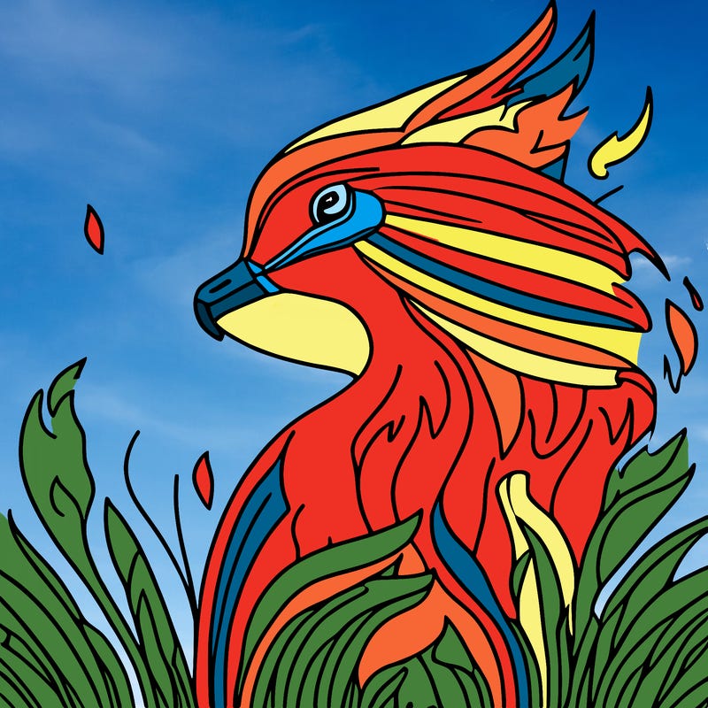 a flame surrounded by flowers