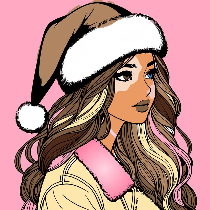 realistic girl in santa hat