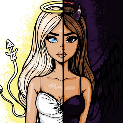 devil vs angel realistic girl