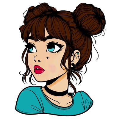 realistic girl with spacebuns