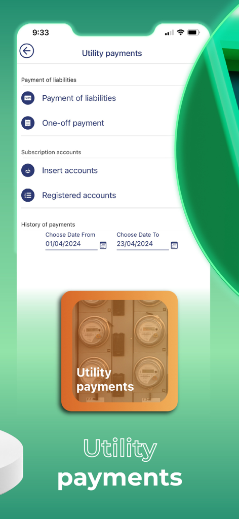 Pantalla de la aplicación MyFin para gestionar y pagar facturas de servicios públicos