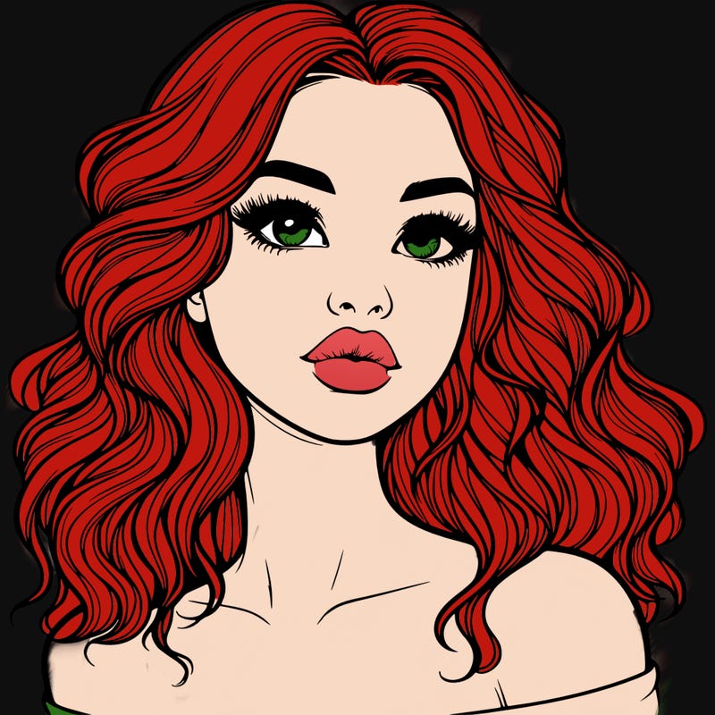 realistic girl with wavy hair and lips