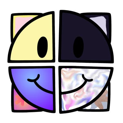 smiley face cut in four parts