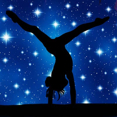 realistic gymnastic hand stand girl in four splits