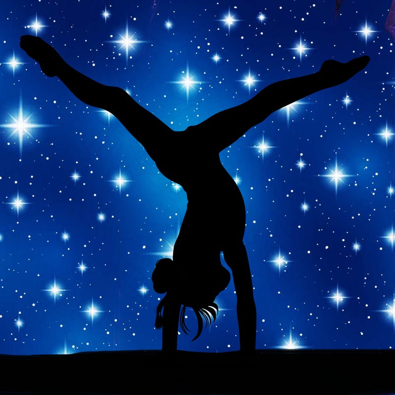 realistic gymnastic hand stand girl in four splits