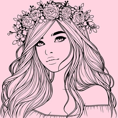 realistic girl with flower crown