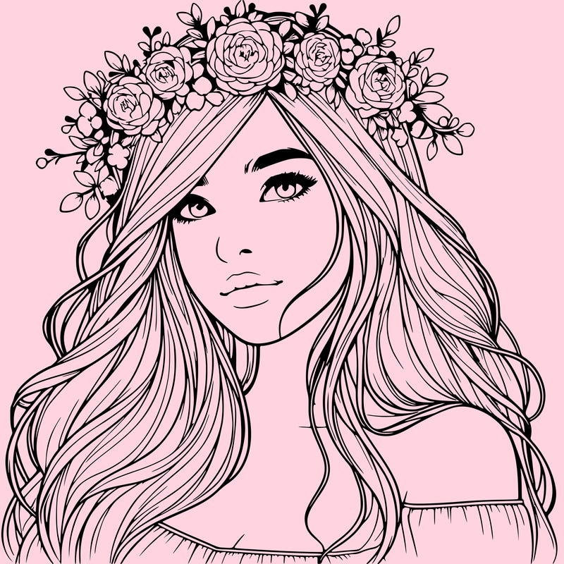 realistic girl with flower crown