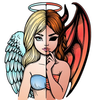 realistic angel half demon