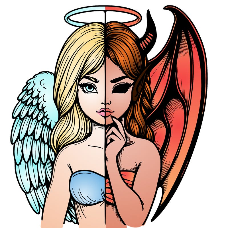 realistic angel half demon