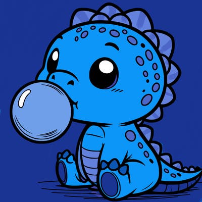 baby dinosaur blowing gum