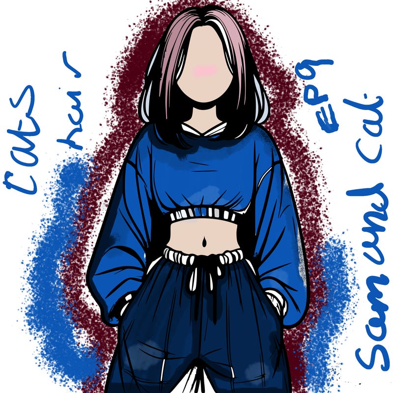 realistic girl faceless with baggy pants and a crop top