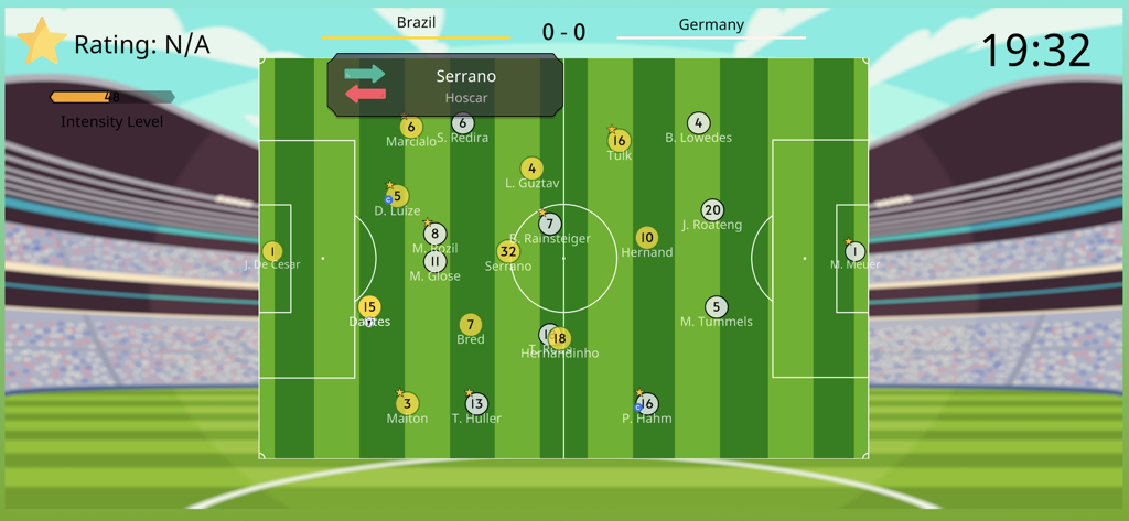 Football Referee Lite - Tactical overhead view of a soccer match simulation in Football Referee Lite