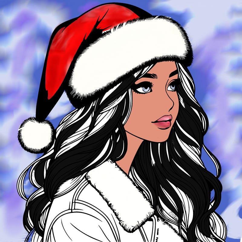 realistic girl in santa hat